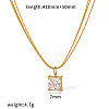 304 Stainless Steel Pave Clear Cubic Zirconia Geometric Pendant 3-Strand Necklaces for Women WG70AF8-01-2
