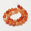 Round Faceted Natural Red Agate Bead Strands G-M257-12mm-27-2