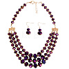 Glass Rondelle Beaded Multilayer Necklaces & Dangle Earrings Set for Women WG36B17-02-2