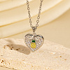 Brass Micro Pave Clear Cubic Zirconia Yellow Enamel Heart Pendant Necklaces for Women WGADC0E-02-1