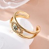 Brass Micro Pave Clear Cubic Zirconia Cuff Rings for Women RJEW-C118-01G-1