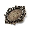 Tibetan Style Alloy Rhinestone & Oval Tray Cabochon Settings TIBEP-5436-AB-LF-2