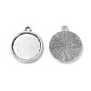 Tibetan Style Antique Silver Alloy Flat Round Pendant Cabochon Settings TIBEP-M022-29AS-2