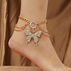 Butterfly Alloy Crystal Rhinestone Multilayer Anklets WGEB2B6-02-1