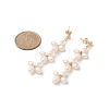 Natural Pearl Flower Long Dangle Stud Earrings EJEW-JE05208-3