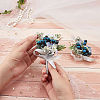 2Pcs 2 Style Silk Cloth Rose Flower Boutonniere Brooch & Wrist Corsage AJEW-CP0001-56-3