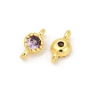 Brass Cubic Zirconia Flat Round Connector Charms KK-H204-02G-01-2