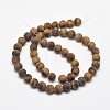 Frosted Natural Tiger Eye Round Bead Strands X-G-E262-02-10mm-3