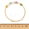 Copper French Wire & Round Natural Multicolor Tourmaline & Cultured Freshwater Pearl Cuff Bangle for Women BJEW-JB13991-4
