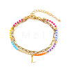 304 Stainless Steel Letter Charm Double-layered Bracelets VG5038-12-1
