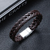 Leather Woven Flat Cord Bracelets PW-WG42872-02-1