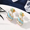 304 Stainless Steel Enamel Stud Earrings EJEW-F353-03G-02-3