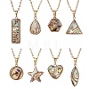 Natural Paua Shell Pendant Necklaces NJEW-JN05141-2