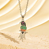 Brass Micro Pave Cubic Zirconia Bird Pendant Necklaces WGCF18B-03-1