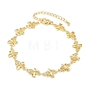 Brass Micro Pave Clear Cubic Zirconia Link Chain Bracelets for Women BJEW-A090-10A-G-4