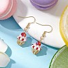 Ice Cream Cup Handmade Glass Seed Beads Dangle Earrings for Women EJEW-MZ00392-01-1