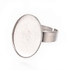 Adjustable 304 Stainless Steel Finger Rings Components LS-STAS-WH0014-03A-1