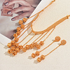Alloy Floral Long Tassel Necklace & Earrings Set for Weddings and Formal Events DR5549-1