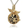 Golden Tone Brass Hollow Round Cage Pendants KK-J230-01G-2