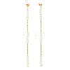 Natural Pearl Beaded Long Chain Dangle Stud Earrings EJEW-JE04932-2