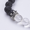 Natural Lava Rock & Quartz Crystal Stretch Bracelets BJEW-JB03510-01-2