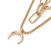 Vacuum Plating 304 Stainless Steel Double Chains Multi Layered Necklace with Crescent Moon Charm for Women STAS-E155-27G-2