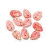 Synthetic Coral Dyed Leaf Charms CORA-Q034-01-01-1