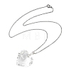 Valentine's Day Faceted Clear Glass Heart Pendant 304 Stainless Steel Cable Chain Necklaces for Women NJEW-JN06074-02-3