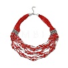 Bohemia Style Glass Seed Bead Multi-strand Necklaces NJEW-H063-01P-04-2