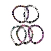 Natural Fire Crackle Agate & Lava Rock Stretch Bracelet BJEW-JB08362-1