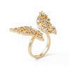 Clear Cubic Zircon Butterfly Open Cuff Ring RJEW-B043-06-3