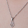 Non-Tarnish 201 Stainless Steel Hamsa Hand with Evil Eye Pendant Necklace NJEW-OY001-18-1