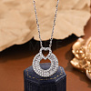 Brass Pave Clear Cubic Zirconia Heart Ring Pendant Necklaces for Women WG7A704-02-1