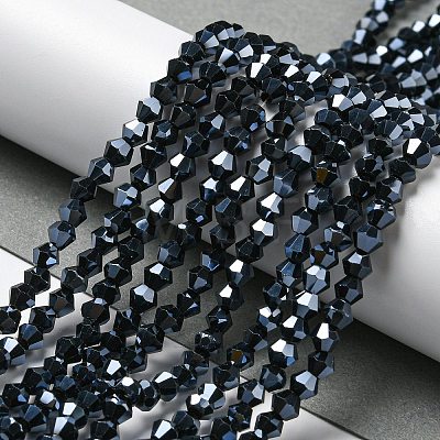 Transparent Electroplate Glass Beads Strands GLAA-F029-4mm-C02-1