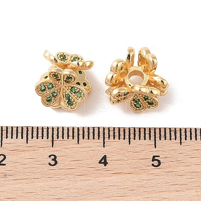 Brass Micro Pave Cubic Zirconia Beads KK-B100-51G-02-1