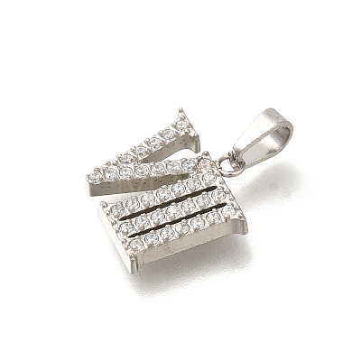 Ion Plating(IP) 304 Stainless Steel Micro Pave Cubic Zirconia Pendants STAS-H228-02P-08-1