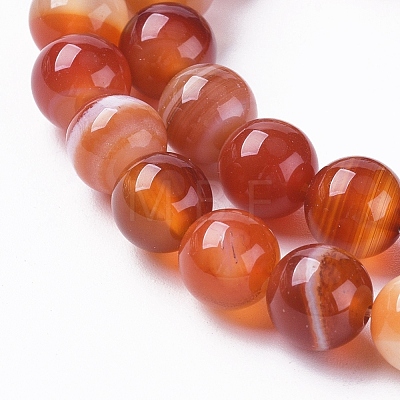 Natural Striped Agate/Banded Agate Beads Strands G-G582-6mm-59-1