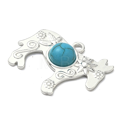 304 Stainless Steel with Dyed Synthetic Turquoise Pendants STAS-G374-05S-03-1
