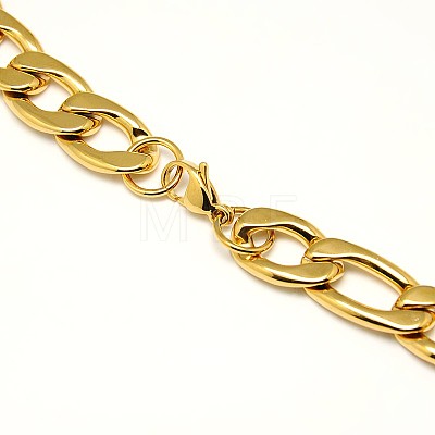 Fashionable 304 Stainless Steel Figaro Chain Necklaces for Men STAS-A028-N019G-1