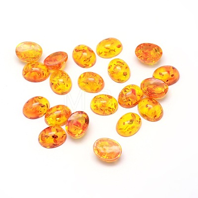 Imitated Beeswax Resin Oval Flat Back Cabochons CRES-L011-02-1
