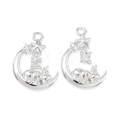 Brass Micro Pave Cubic Zirconia Pendants KK-C155-19S-03-1