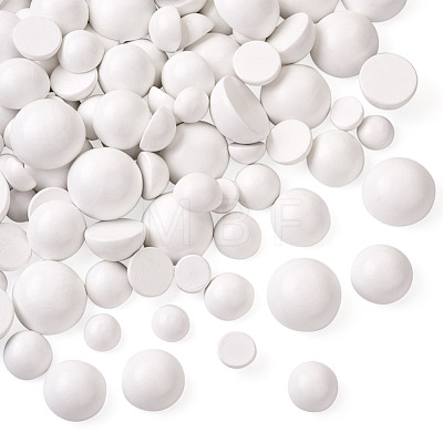 120Pcs 4 Styles Spray Painted White Wood Cabochons WOOD-TA0001-52-1