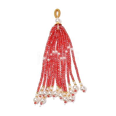 Plastic Beaded Big Pendants PL-CBA0279-01D-1