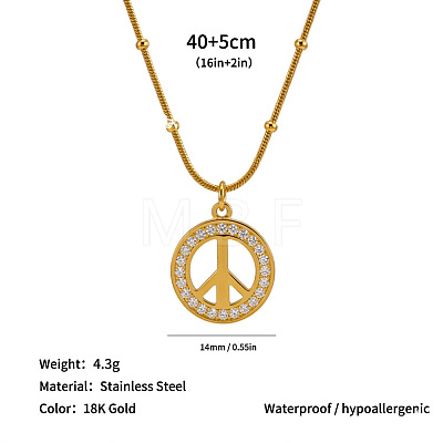 304 Stainless Steel Crystal Rhinestone Ring Pendant Necklaces WG906B2-01-1