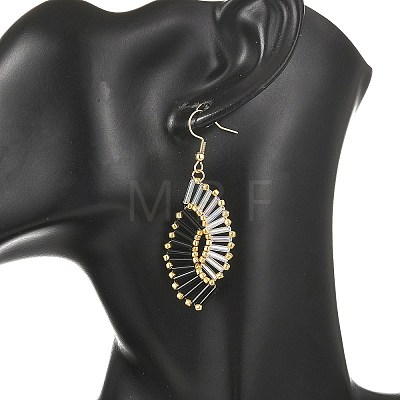 Glass Braided Beads Dangle Earrings EJEW-MZ00746-01-1