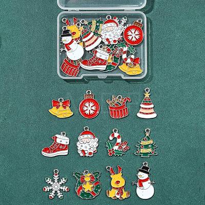 24Pcs 12 Styles Christmas Theme Alloy Enamel Pendants ENAM-FS0002-19G-1