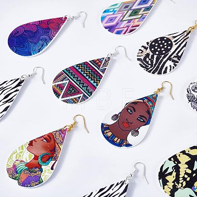  DIY Wooden Printing Dangle Earring Making Kits DIY-NB0005-67-1