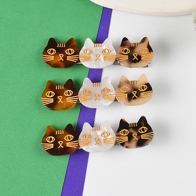 Cute Cat Cellulose Acetate(Resin) Alligator Hair Clips PW-WG98496-01-1