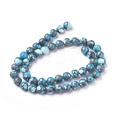 Assembled Synthetic Silver Line Turquoise Beads Strands G-D0006-C13-8mm-1