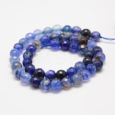 Faceted Natural Dragon Veins Agate Beads Strands G-F447-8mm-E01-1